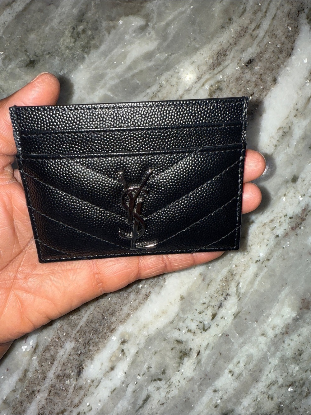 Saint Laurent Black Quilted Card Case with Silver YSL Emblem - Picture 7 of 9